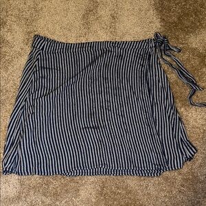 American Eagle Striped Navy Wrap Skirt